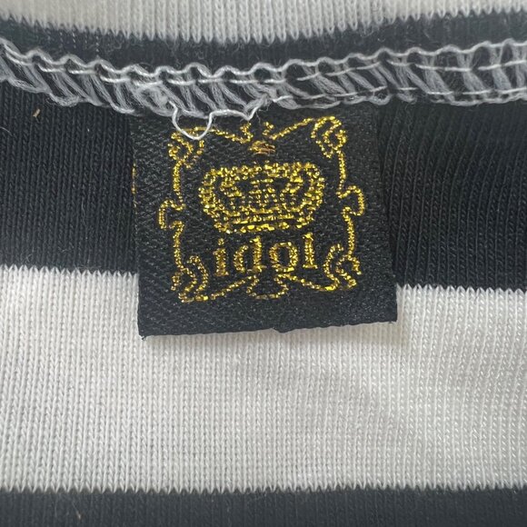 Vintage Y2K Black & White Striped Strapless Bodycon Twee Egirl Mini Dress / S - Picture 6 of 6